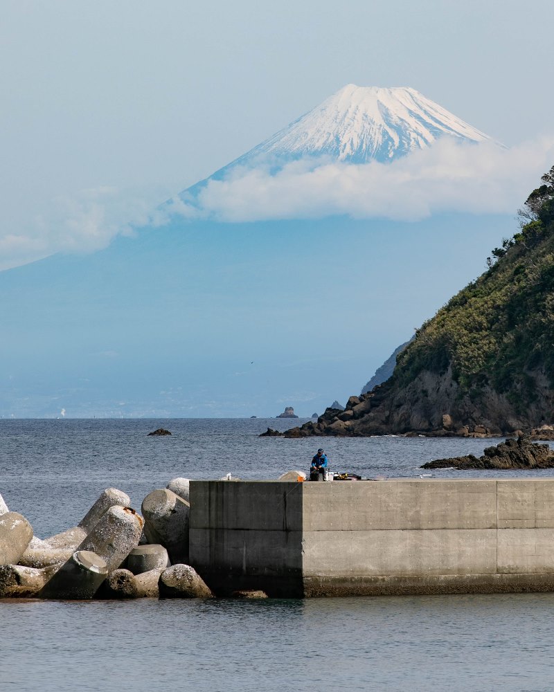 本日の石部海岸からの富士山