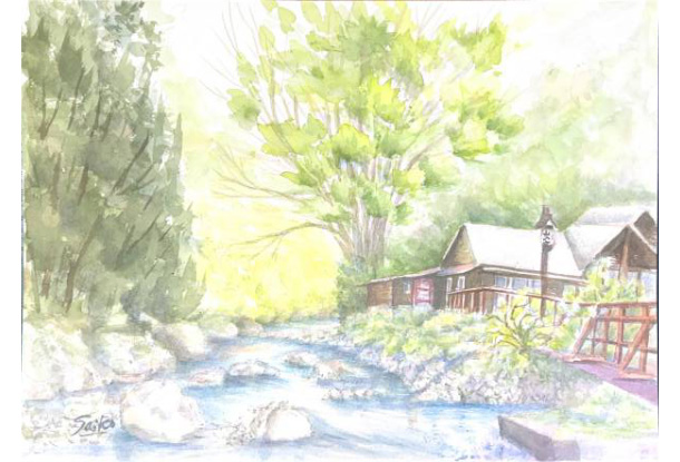 松沢　さい子さんの作品「新緑の秘湯」
