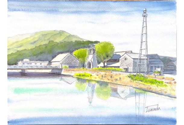 岩貞　充徳さんの作品「松崎のシンボル時計台となまこ壁」