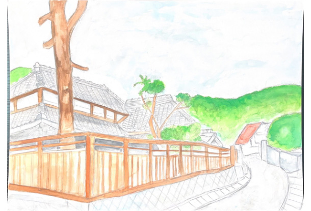 （中学2年生）山本　美月さんの作品「江奈の神社の近く」