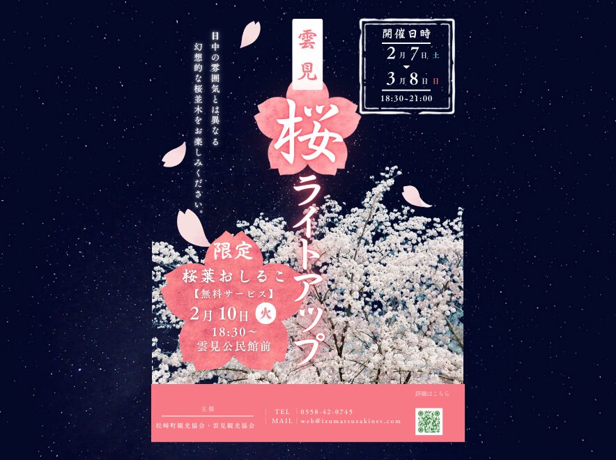 雲見温泉 河津桜ライトアップ